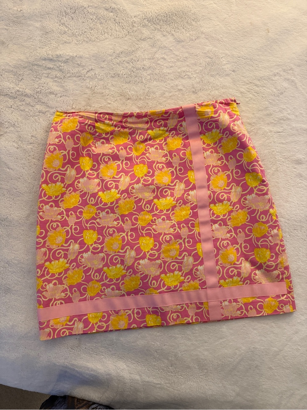 Tibi Pink Mini Skirt with Yellow Floral Motif